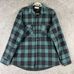 VTG Sears Flannel Shacket Mens Large Quilted Perma Prest Lumberjack Workwear USA